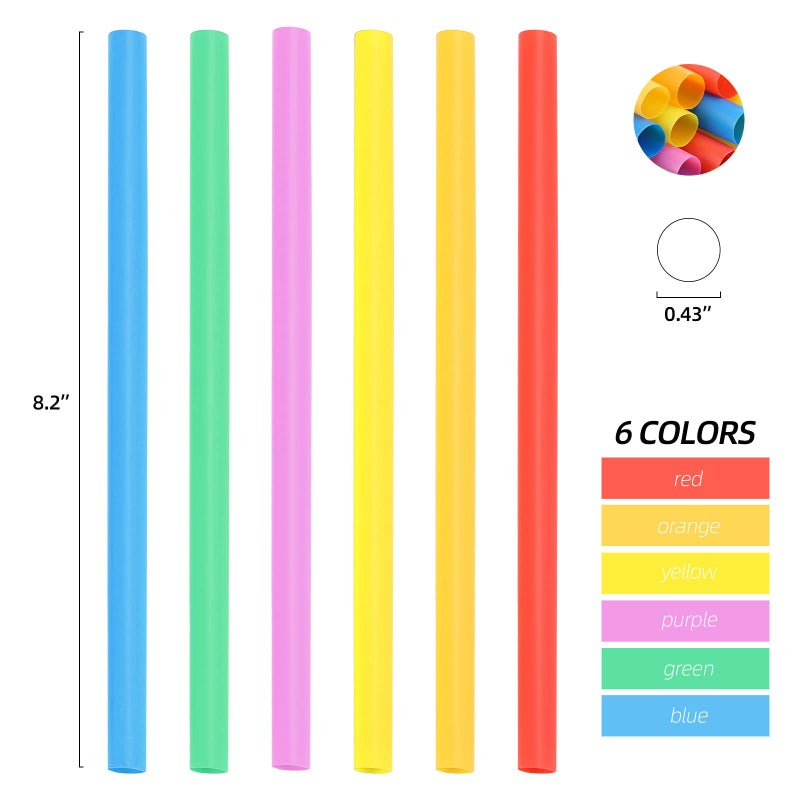 acDesign 300PCS 8.2" Disposable Plastic Drinking Straws 0.43" Extra Wide Jumbo Smoothie Straws for Bubble Tea Milkshakes Coffee Boba - Image 2